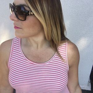 Coral and Ivory striped Shift Dress